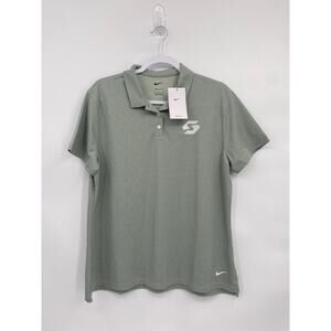 Nike Women's Dri-Fit Victory Golf Polo Green Texture Print Shirt XL NEW